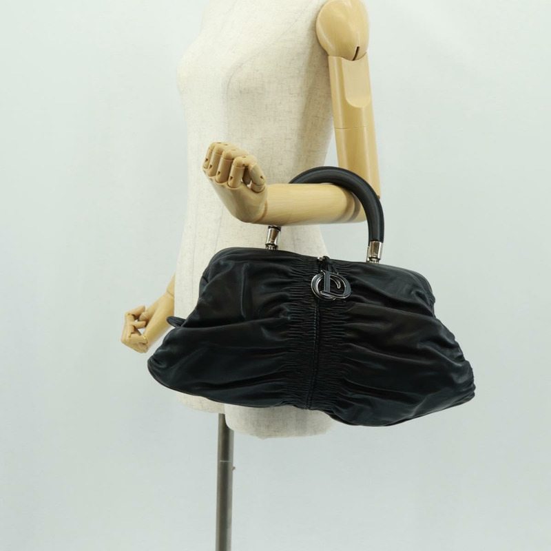 【日本直送】Christian Dior Karenina 手提包，黑色銀色真皮，正品，貨號 168453SAV-23
