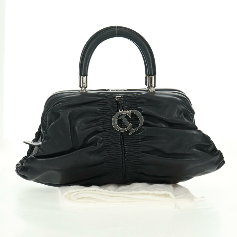 【日本直送】Christian Dior Karenina 手提包，黑色銀色真皮，正品，貨號 168453SAV-24