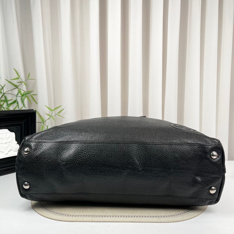 GUCCI古馳 黑色全皮手提包 全皮荔枝紋 容量超大 裝電腦資料都特別好-4