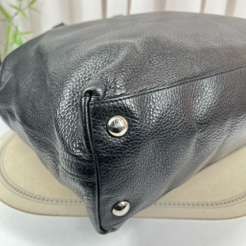 GUCCI古馳 黑色全皮手提包 全皮荔枝紋 容量超大 裝電腦資料都特別好-7