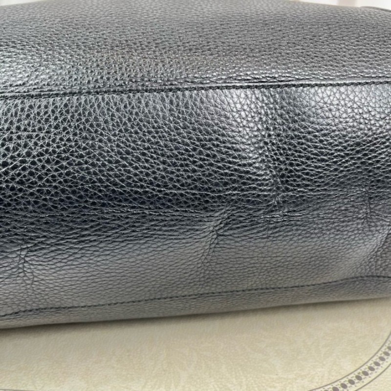 GUCCI古馳 黑色全皮手提包 全皮荔枝紋 容量超大 裝電腦資料都特別好-8