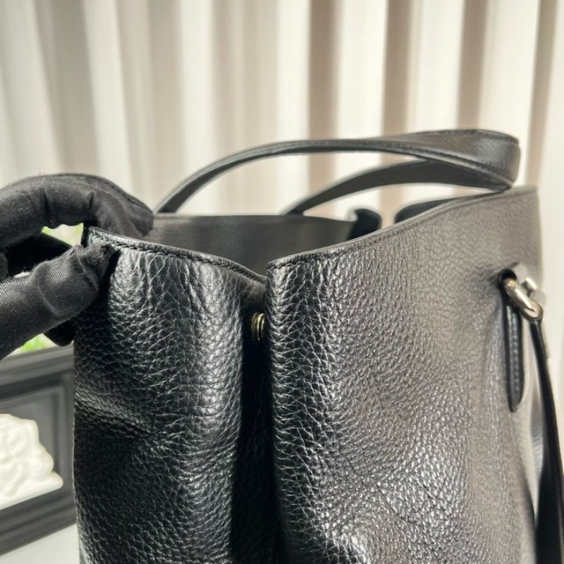 GUCCI古馳 黑色全皮手提包 全皮荔枝紋 容量超大 裝電腦資料都特別好-12