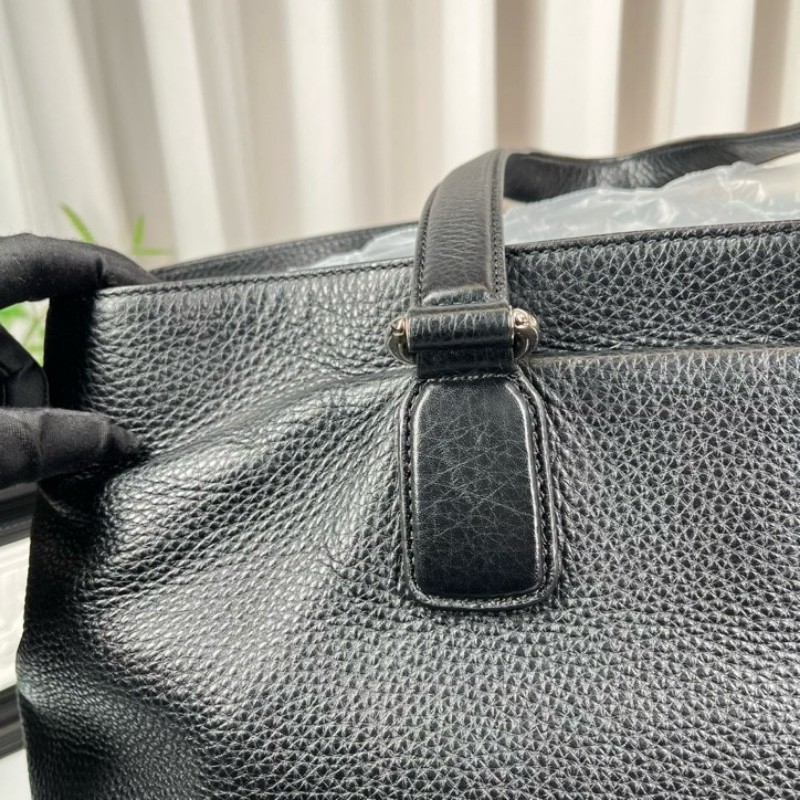 GUCCI古馳 黑色全皮手提包 全皮荔枝紋 容量超大 裝電腦資料都特別好-13