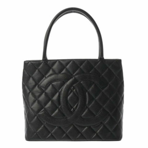 香奈兒 (CHANEL) 復刻版托特包，黑色，A01804，女士，魚子醬紋皮革，二手，A級，Ginzo