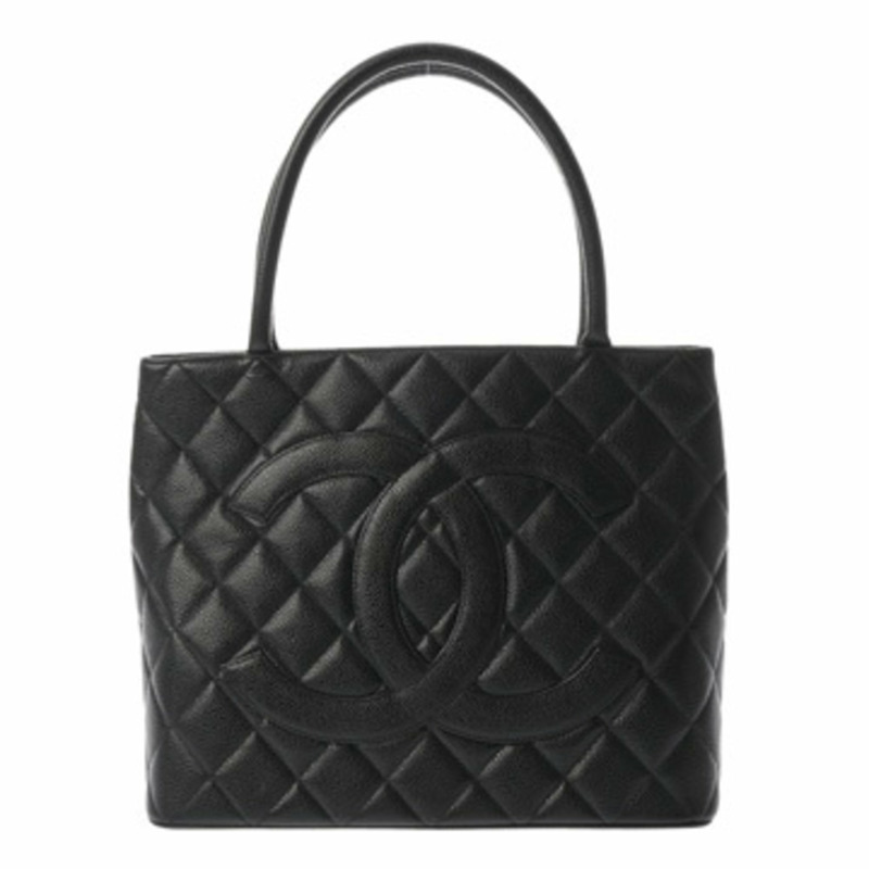 香奈兒 (CHANEL) 復刻版托特包，黑色，A01804，女士，魚子醬紋皮革，二手，A級，Ginzo-0