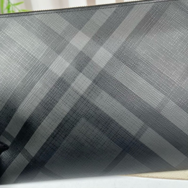 Burberry巴寶莉 黑色格紋手拿包 拉鍊順滑 內裡乾淨 容量大 日常出門、商務都能用 手柄可拆卸-18