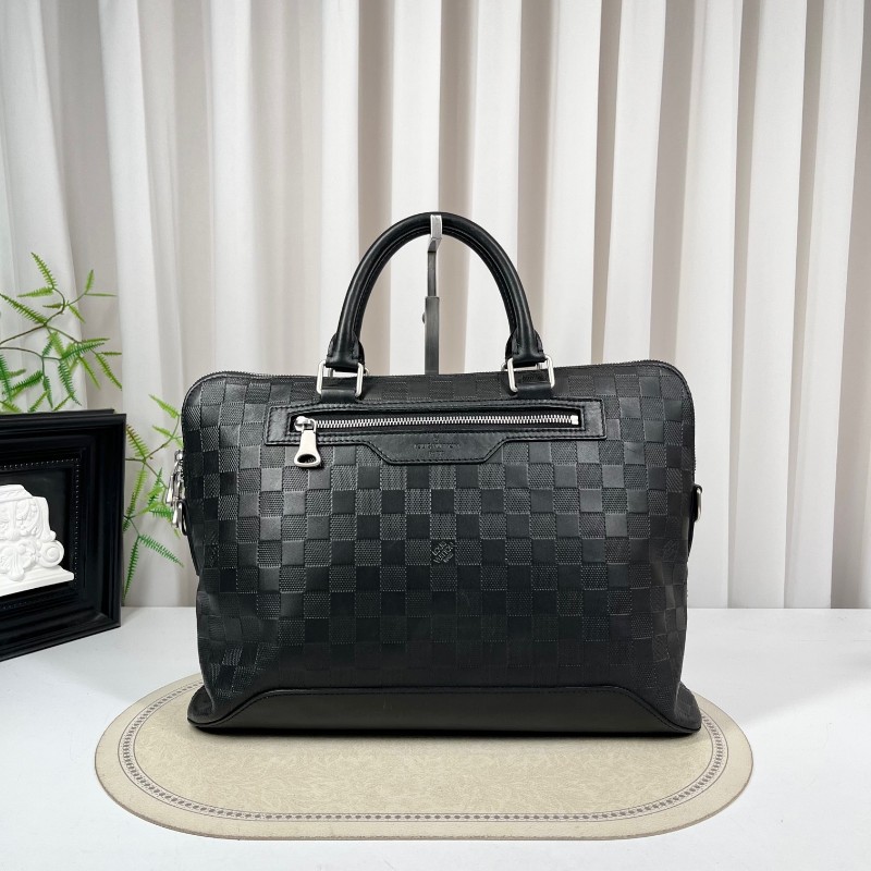 LV路易威登 黑色棋盤格公文包 黑色棋盤格紋理 可放筆記本電腦 容量大實用 內裡乾淨整潔-0