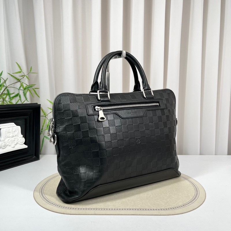 LV路易威登 黑色棋盤格公文包 黑色棋盤格紋理 可放筆記本電腦 容量大實用 內裡乾淨整潔-3