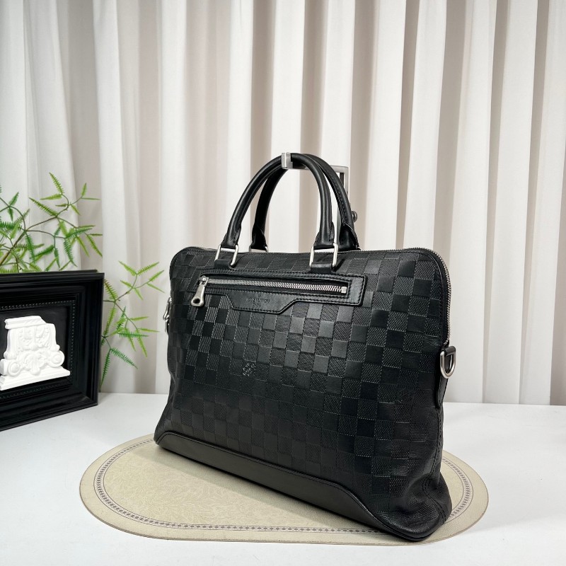 LV路易威登 黑色棋盤格公文包 黑色棋盤格紋理 可放筆記本電腦 容量大實用 內裡乾淨整潔-4