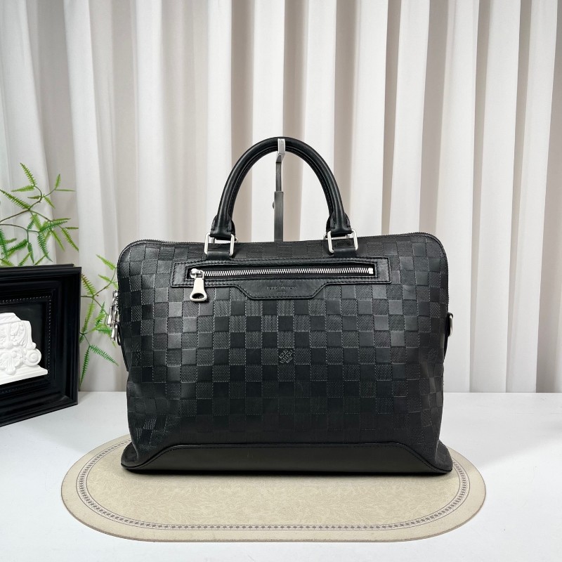 LV路易威登 黑色棋盤格公文包 黑色棋盤格紋理 可放筆記本電腦 容量大實用 內裡乾淨整潔-5