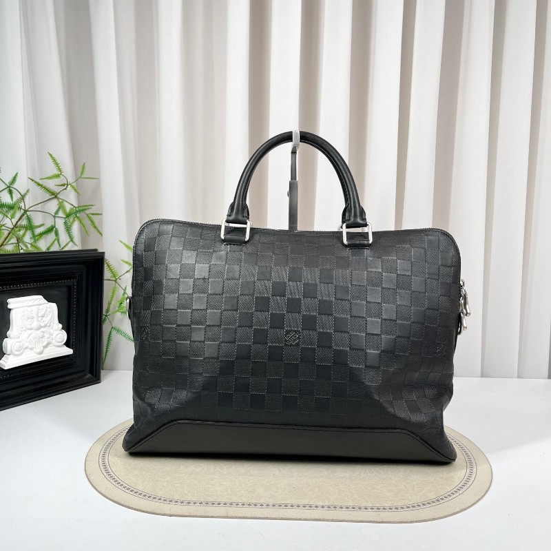 LV路易威登 黑色棋盤格公文包 黑色棋盤格紋理 可放筆記本電腦 容量大實用 內裡乾淨整潔-6