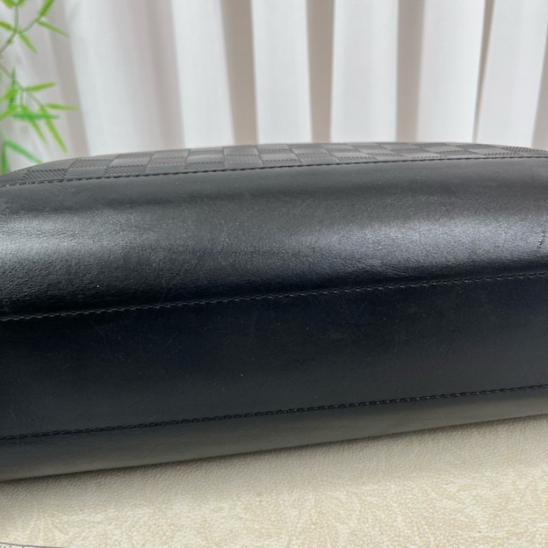 LV路易威登 黑色棋盤格公文包 黑色棋盤格紋理 可放筆記本電腦 容量大實用 內裡乾淨整潔-8