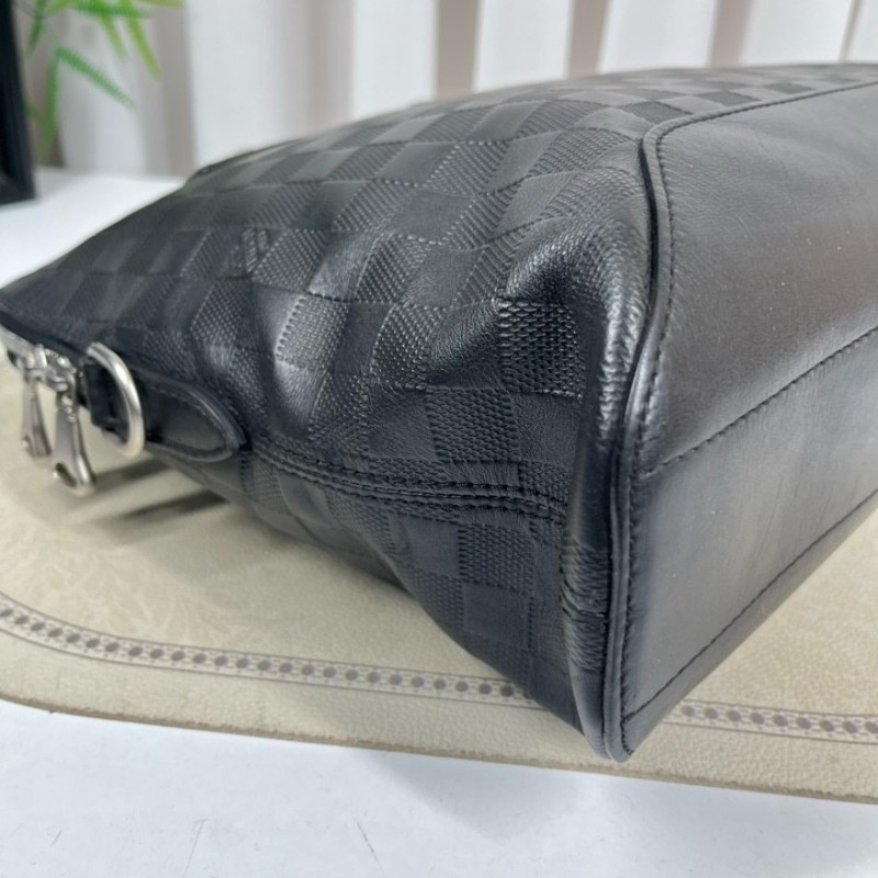 LV路易威登 黑色棋盤格公文包 黑色棋盤格紋理 可放筆記本電腦 容量大實用 內裡乾淨整潔-9