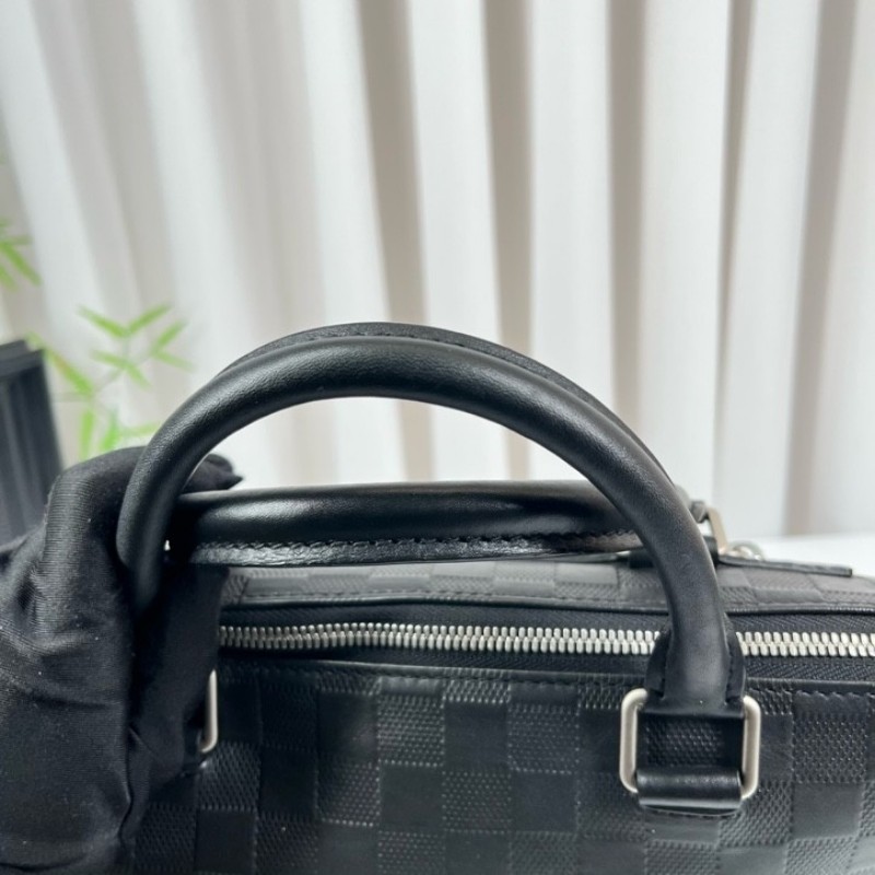 LV路易威登 黑色棋盤格公文包 黑色棋盤格紋理 可放筆記本電腦 容量大實用 內裡乾淨整潔-11