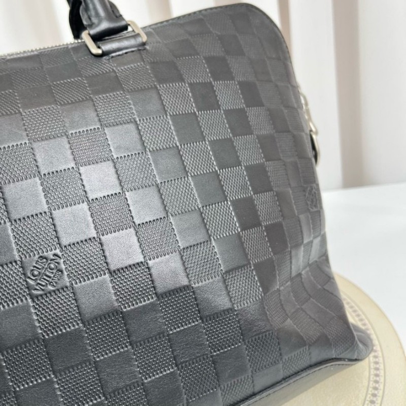 LV路易威登 黑色棋盤格公文包 黑色棋盤格紋理 可放筆記本電腦 容量大實用 內裡乾淨整潔-13