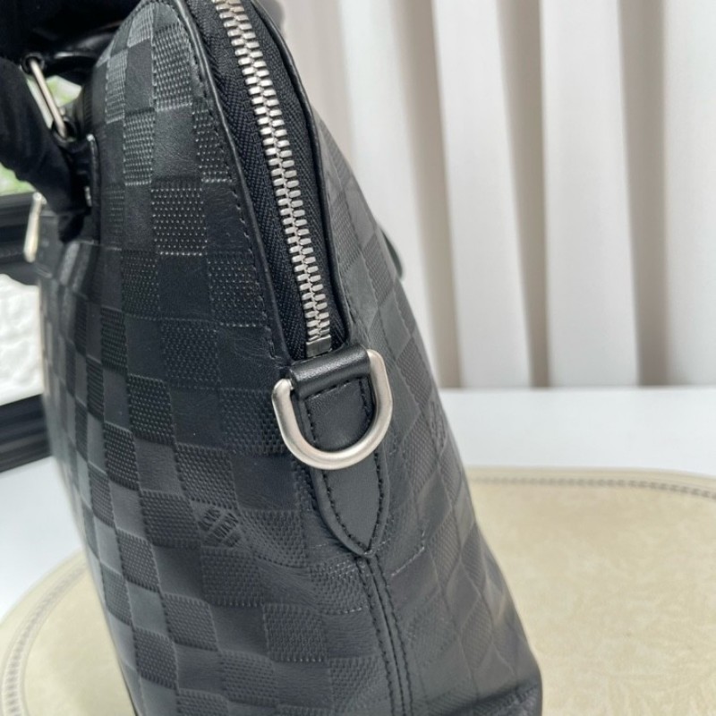 LV路易威登 黑色棋盤格公文包 黑色棋盤格紋理 可放筆記本電腦 容量大實用 內裡乾淨整潔-18