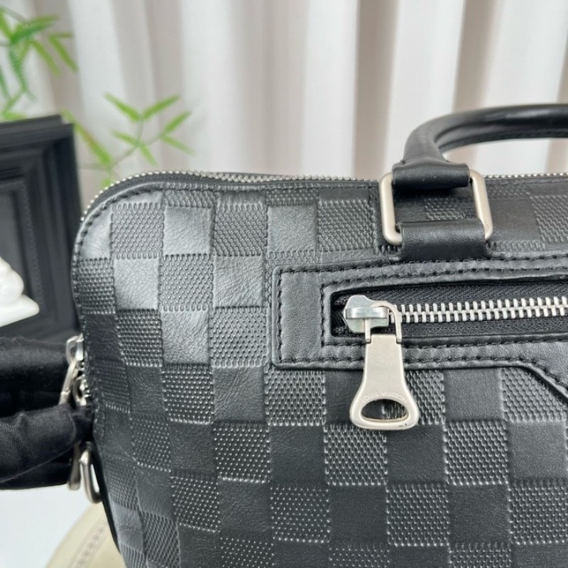 LV路易威登 黑色棋盤格公文包 黑色棋盤格紋理 可放筆記本電腦 容量大實用 內裡乾淨整潔-20