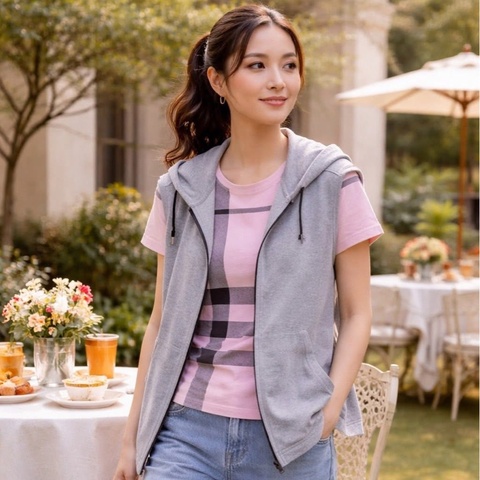 BURBERRY 黑標 灰色連帽抽繩背心戰馬外套