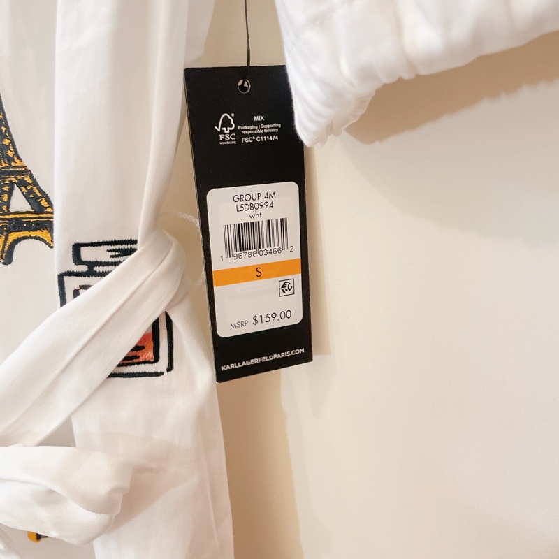 全新專櫃正品✨ karl lagerfeld 巴黎塗鴉白襯衫蝴蝶結綁帶洋裝-5