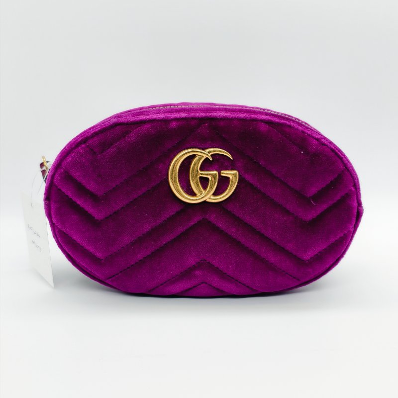 GUCCI 紫色天鵝絨腰包-0