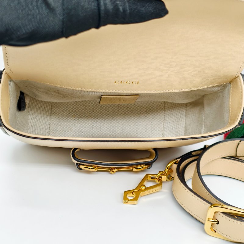GUCCI 珍奶色Horsebit 1955 small馬鞍包(20*5*15)-11