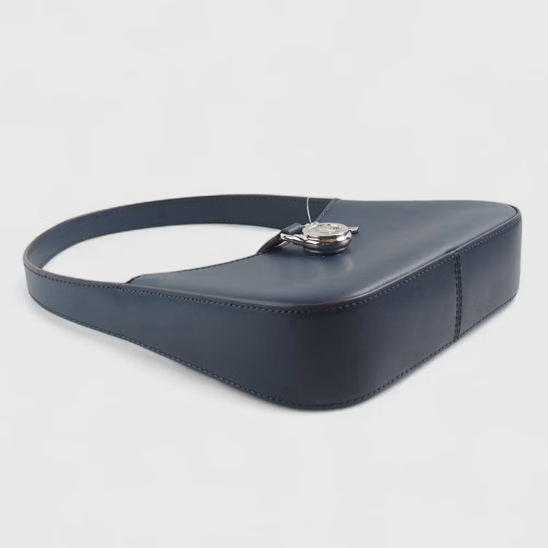 全新現貨【Michael Kors】LYRA 素面皮革鎖頭鑰匙吊飾小款手提/肩背包(海軍藍)-3