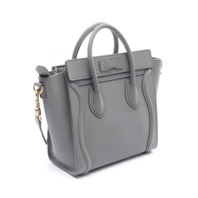 CELINE Luggage Nano Shopper 斜背包 189243 皮革 灰色 二手 女士-1