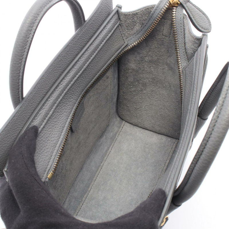 CELINE Luggage Nano Shopper 斜背包 189243 皮革 灰色 二手 女士-2