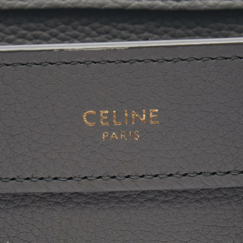 CELINE Luggage Nano Shopper 斜背包 189243 皮革 灰色 二手 女士-3