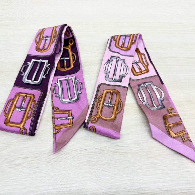 HERMES紫色釦環造型雙條TWILLY-2