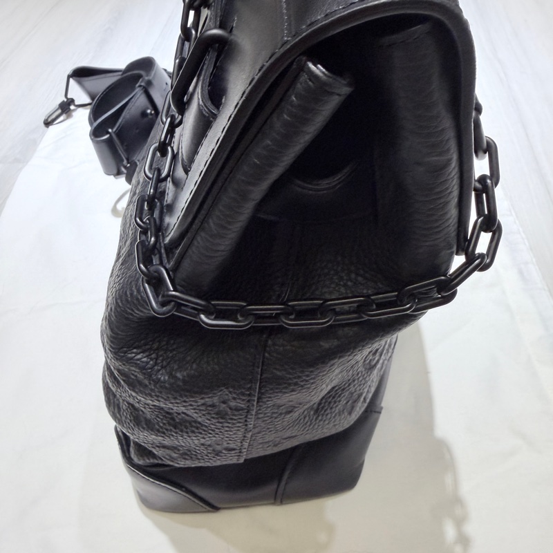 LV 路易威登黑色壓紋牛皮 Steamer PM 公文包 手提包 斜背包-2