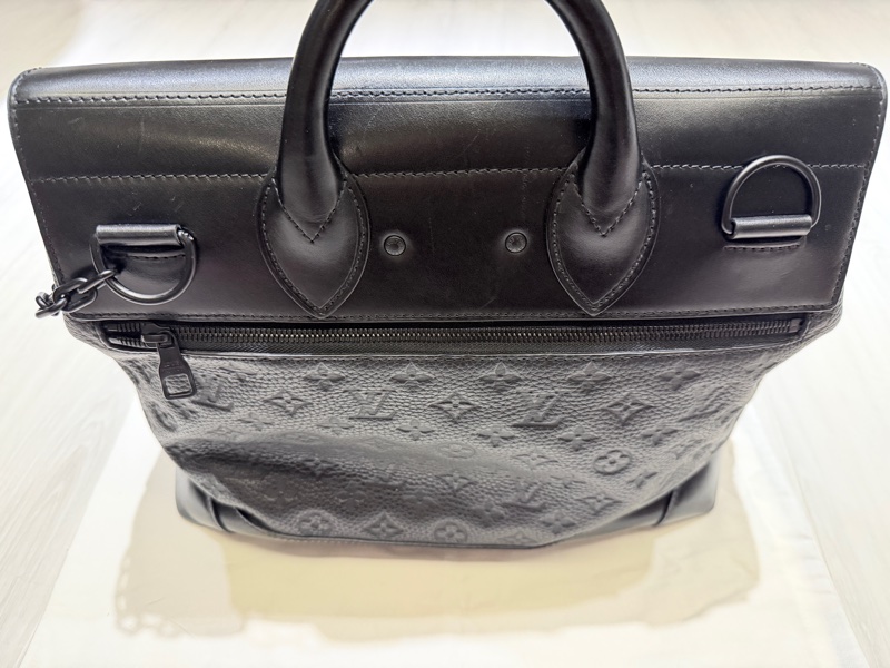 LV 路易威登黑色壓紋牛皮 Steamer PM 公文包 手提包 斜背包-3