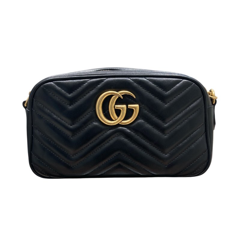 GUCCI 古馳 447632 MARMONT MATELASSÉ SHOULDER BAG MINI 馬蒙相機包 牛皮 黑色 金釦-1