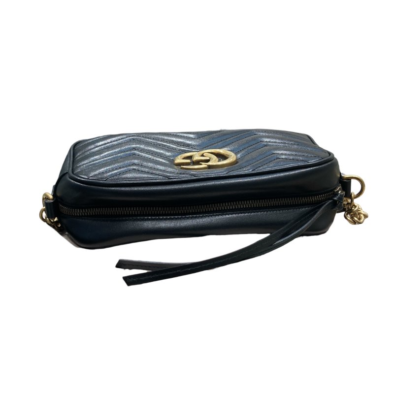 GUCCI 古馳 447632 MARMONT MATELASSÉ SHOULDER BAG MINI 馬蒙相機包 牛皮 黑色 金釦-6