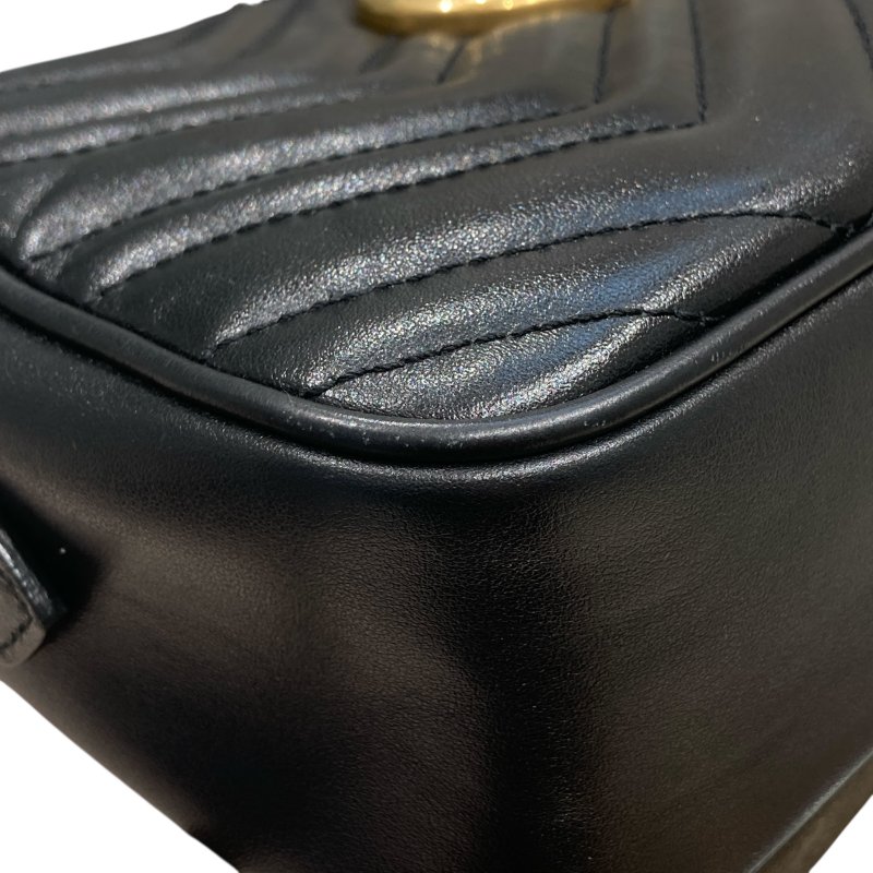 GUCCI 古馳 447632 MARMONT MATELASSÉ SHOULDER BAG MINI 馬蒙相機包 牛皮 黑色 金釦-8