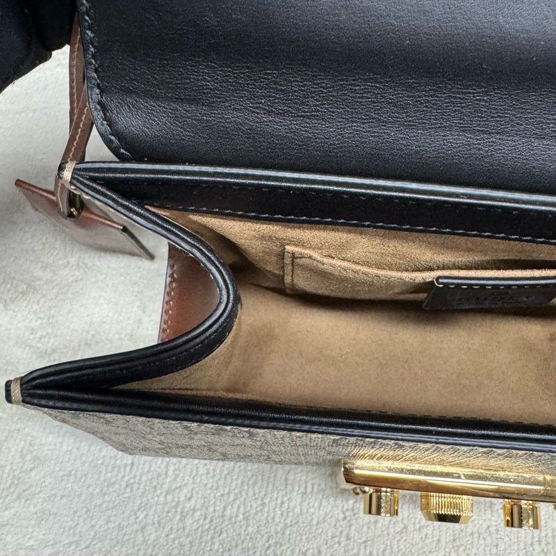 Gucci古馳 老花拼皮小號padlock月光寶盒鏈條包-18