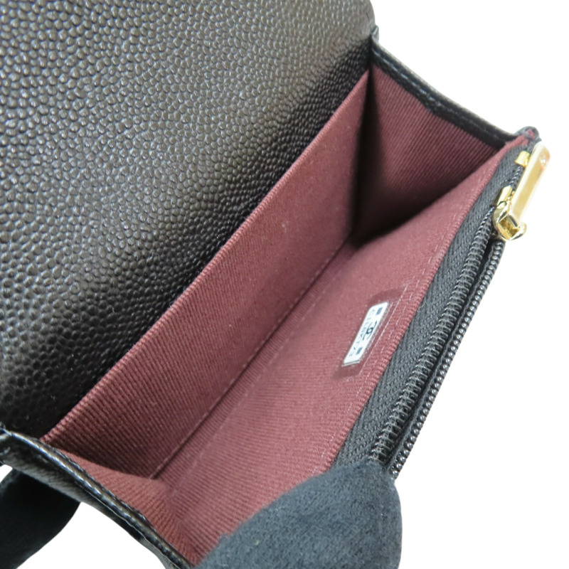 黑色 荔枝紋牛皮 Classic 卡夾 零錢包 銀扣【CHANEL 香奈兒】 AP4096-4