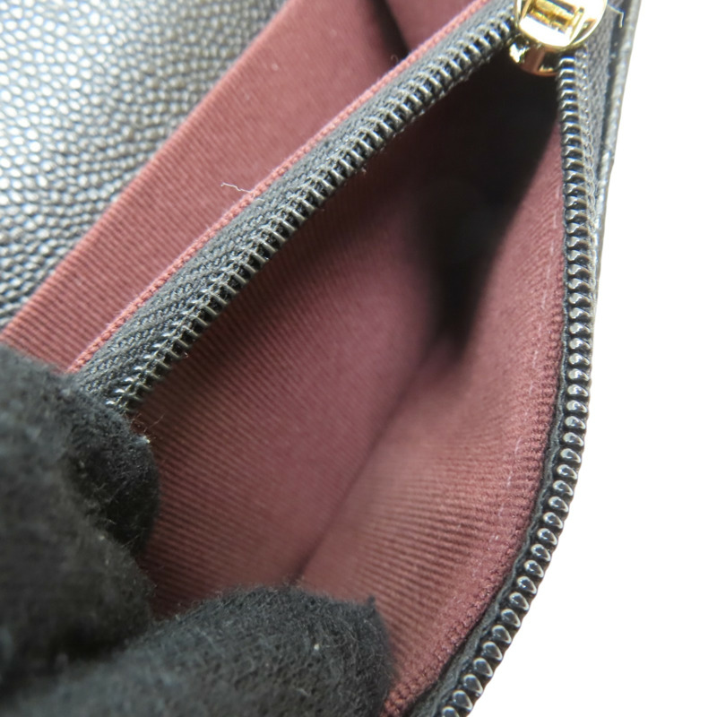 黑色 荔枝紋牛皮 Classic 卡夾 零錢包 銀扣【CHANEL 香奈兒】 AP4096-5