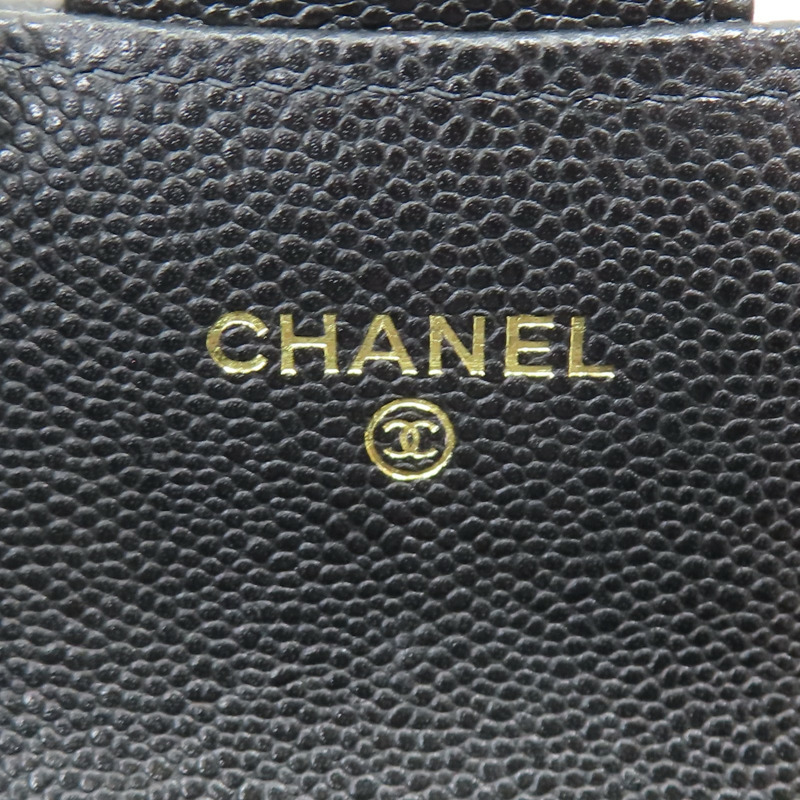 黑色 荔枝紋牛皮 Classic 卡夾 零錢包 銀扣【CHANEL 香奈兒】 AP4096-7