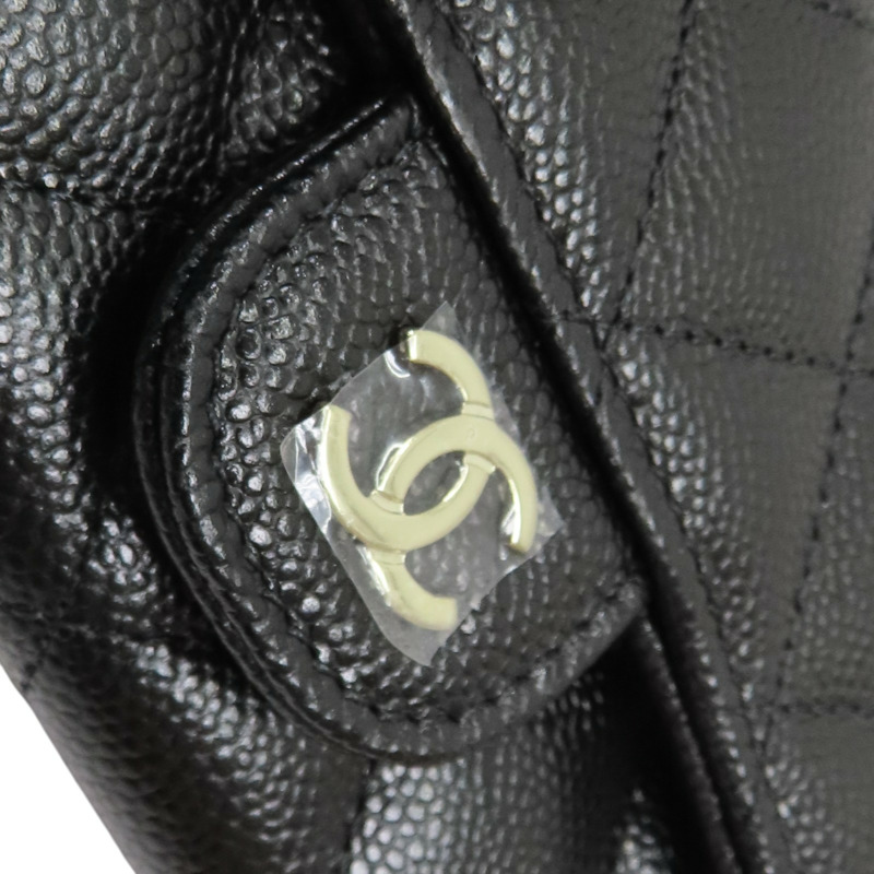 黑色 荔枝紋牛皮 Classic 卡夾 零錢包 銀扣【CHANEL 香奈兒】 AP4096-9