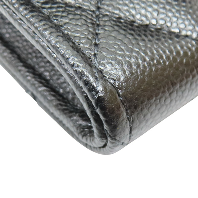 黑色 荔枝紋牛皮 Classic 卡夾 零錢包 銀扣【CHANEL 香奈兒】 AP4096-12