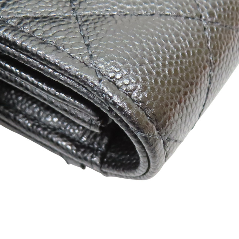 黑色 荔枝紋牛皮 Classic 卡夾 零錢包 銀扣【CHANEL 香奈兒】 AP4096-14