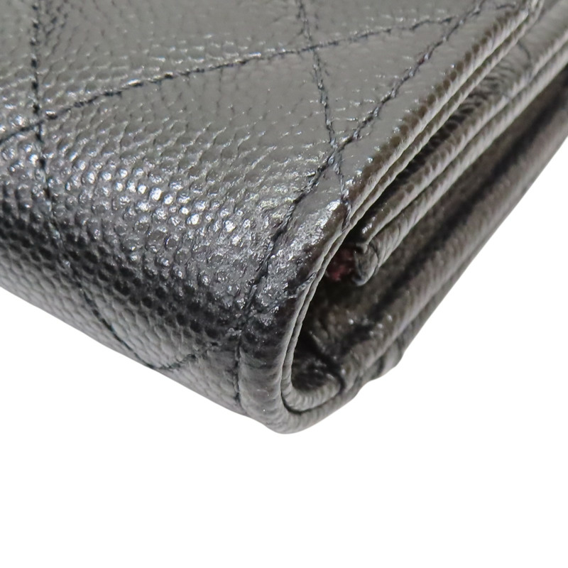 黑色 荔枝紋牛皮 Classic 卡夾 零錢包 銀扣【CHANEL 香奈兒】 AP4096-15