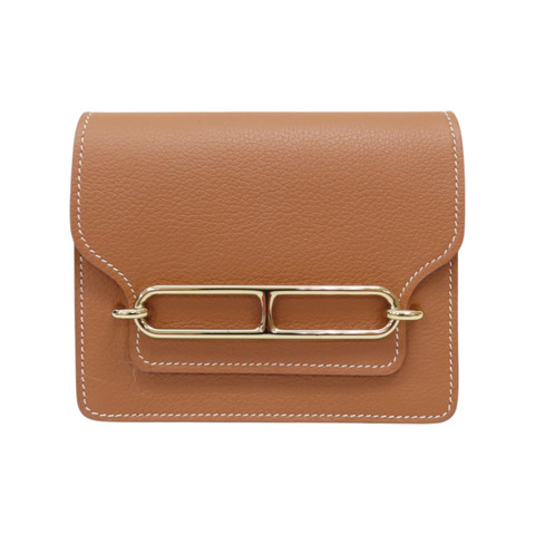 金棕色 Evercolor牛皮 Roulis Slim Wallet 二折短夾 U刻 金釦【HERMES 愛馬仕】