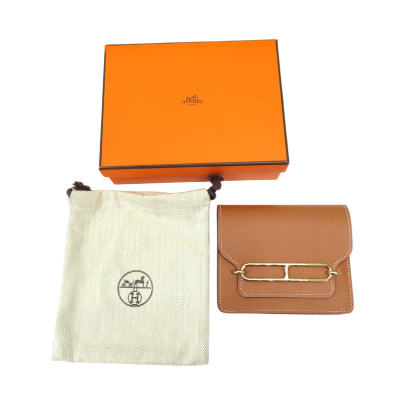 金棕色 Evercolor牛皮 Roulis Slim Wallet 二折短夾 U刻 金釦【HERMES 愛馬仕】-9