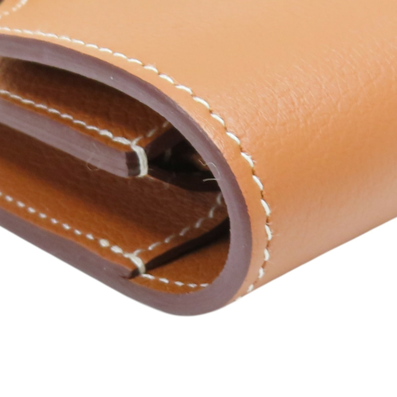 金棕色 Evercolor牛皮 Roulis Slim Wallet 二折短夾 U刻 金釦【HERMES 愛馬仕】-10