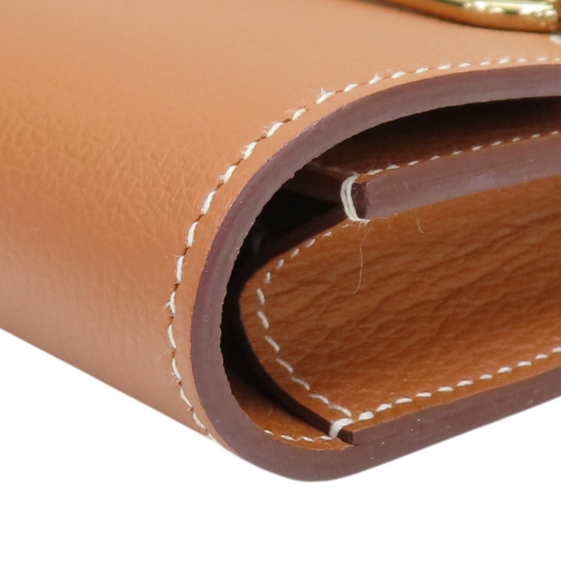 金棕色 Evercolor牛皮 Roulis Slim Wallet 二折短夾 U刻 金釦【HERMES 愛馬仕】-13