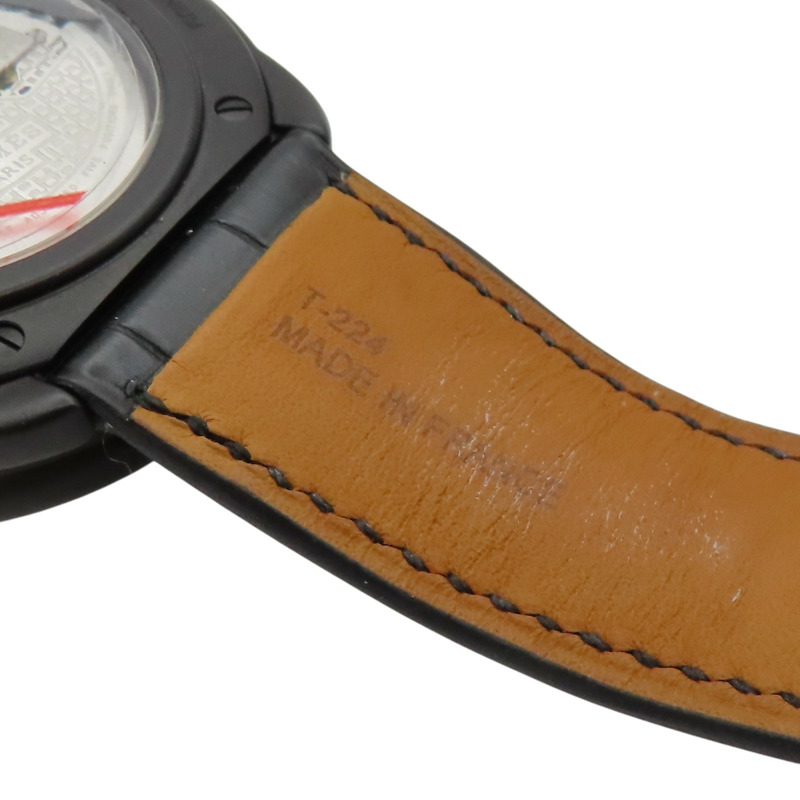 黑色錶盤 皮帶 鈦框 Arceau L'heure De La Lune 腕錶【HERMES 愛馬仕】 AR1.842-8