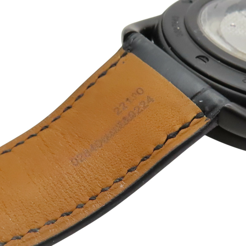 黑色錶盤 皮帶 鈦框 Arceau L'heure De La Lune 腕錶【HERMES 愛馬仕】 AR1.842-10