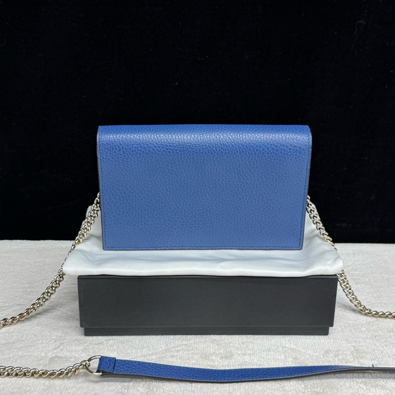 Gucci古驰 蓝色全皮风琴woc链条包 成色99新-1